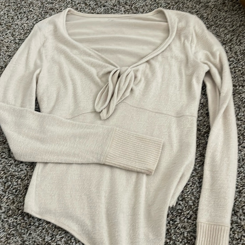 Long Sleeve Soft A&F cozy Tie Front Bodysuit